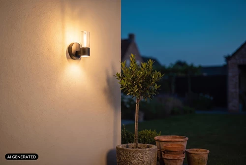 Lucide FILANI - Applique murale Intérieur/Extérieur - LED - 1x6,5W 2700K - IP54 - Noir - Essential - AI 1